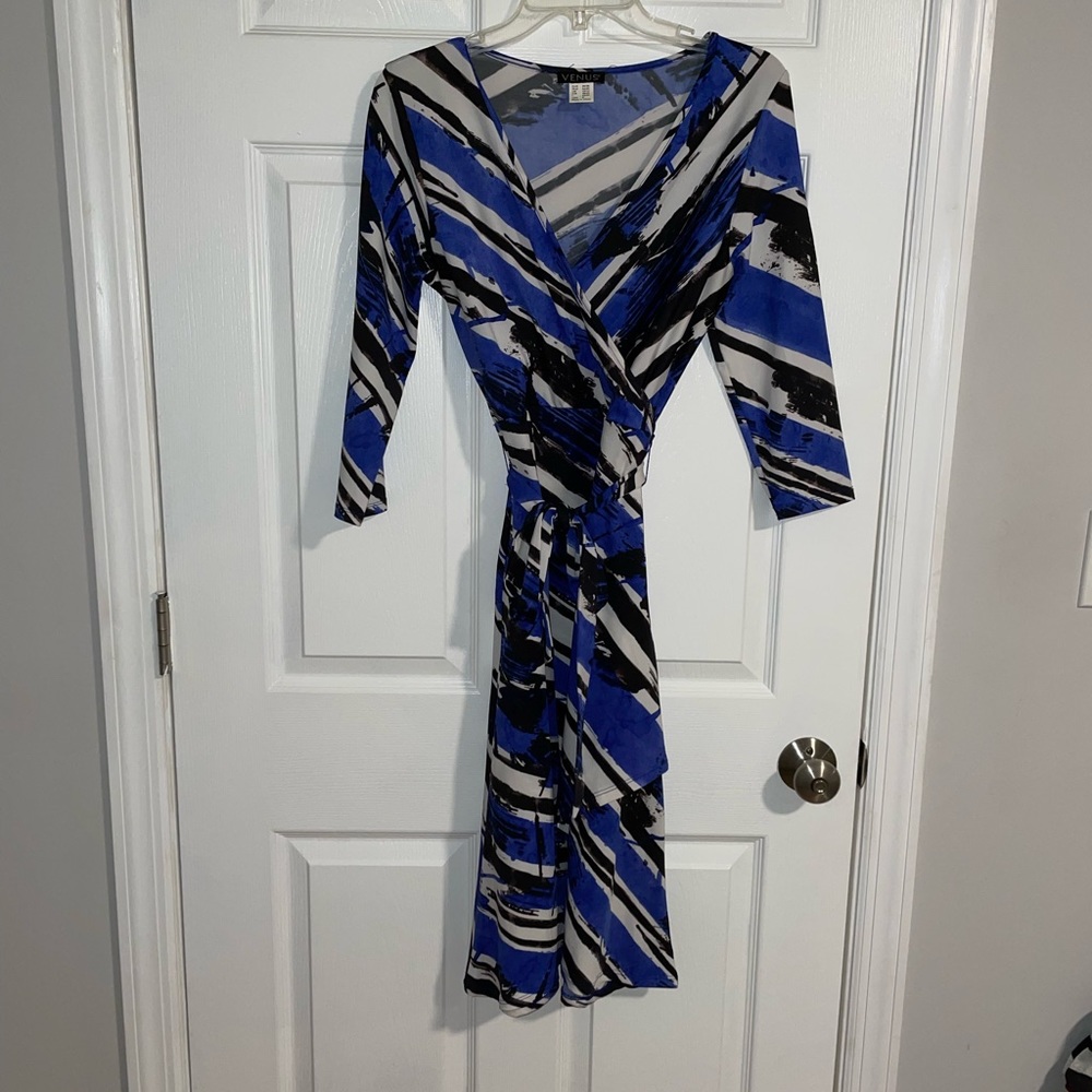 Venus black white & blue dress